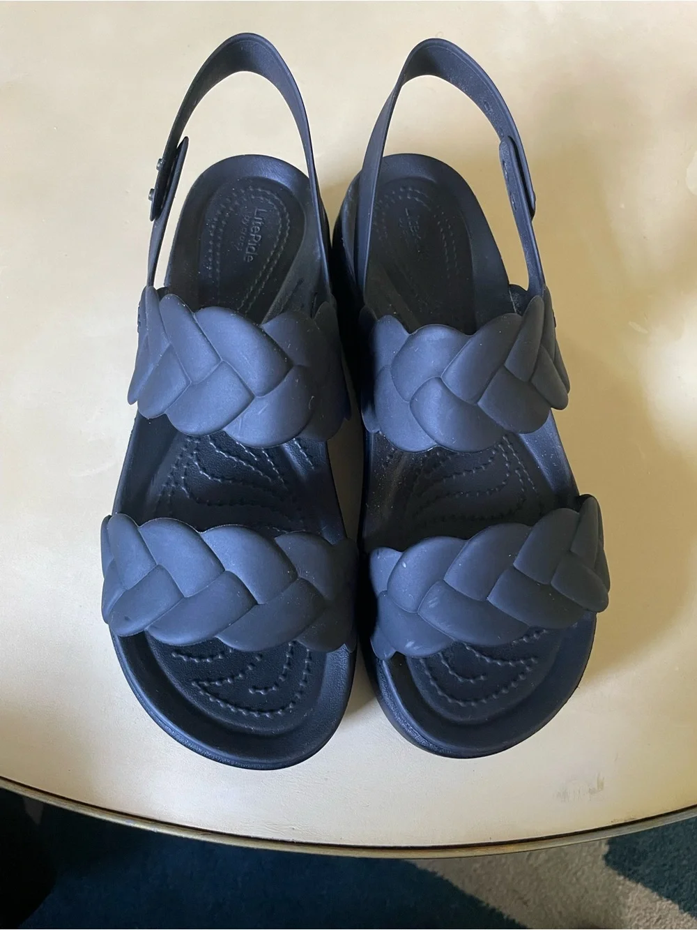 CROCS Women's Black Braided Platform Sandal - Picture 4 of 5
